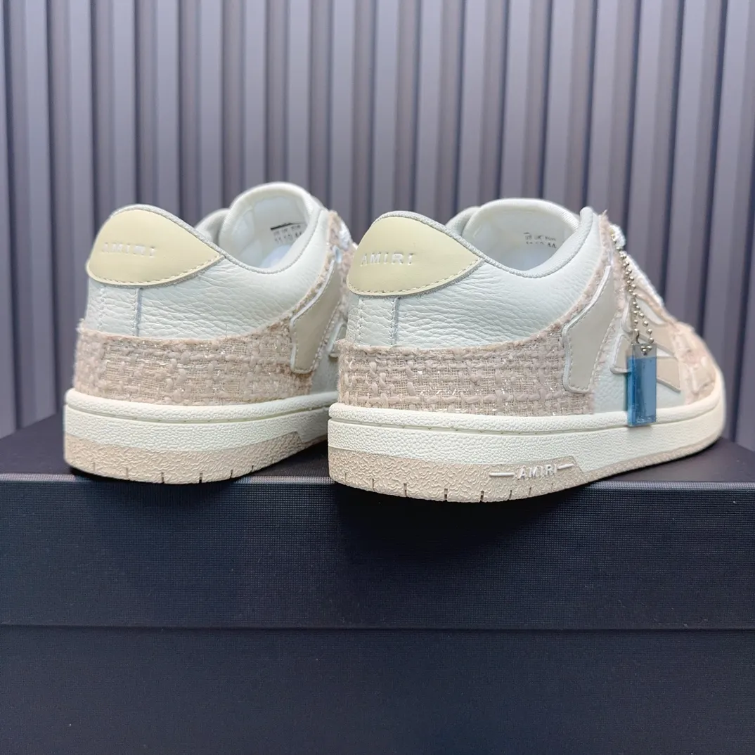 Men's men's shoes 💰600 AMIRI high street sneakers with bone sports shoes, toe layer cowhide upper, upper side bones, hand-stitched, good three-dimensional effect, customized metal LOGO, size 38-45 46